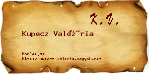 Kupecz Valéria névjegykártya